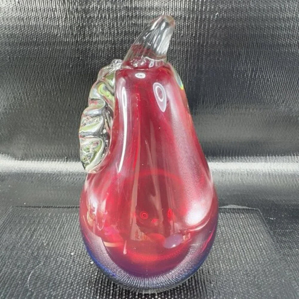 Thick Heavy Hand Blown Venetian‎ Art Glass Fruit Pear Paperweight Italian Glass